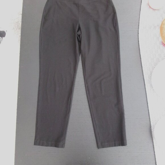 Eileen Fisher Jet Black Pull On Relaxed Straight Leg Stretchy Pants SP MP S / M - Picture 2 of 7